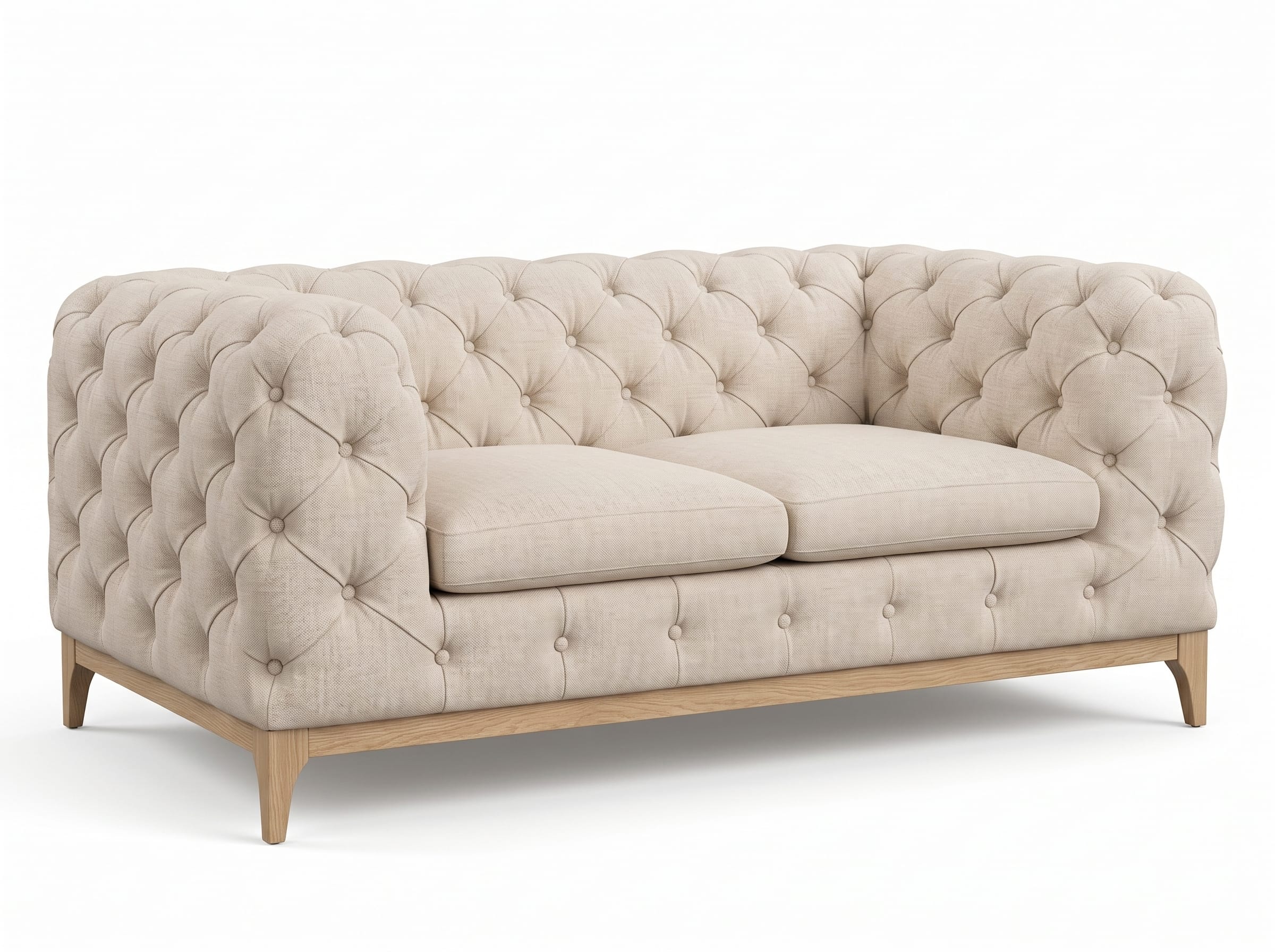 Klassisches beiges 2-Sitzer-Sofa Chesterfield gestepptes Sofa Wohnzimmer