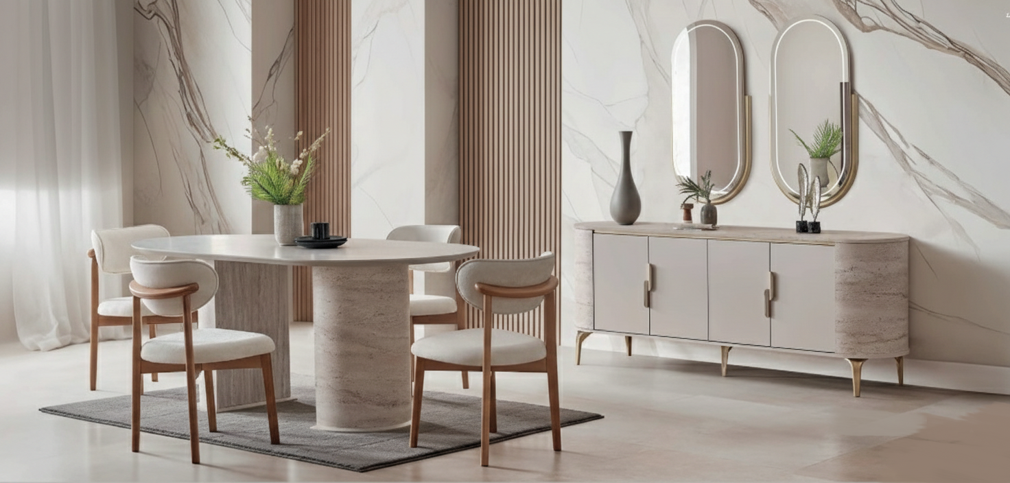 Elegantes 6-teiliges Esszimmer-Set mit Tisch Stühlen & Sideboard