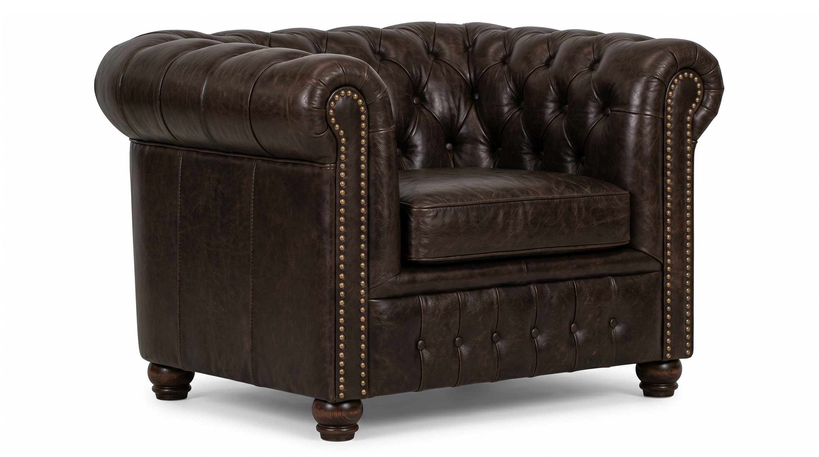 Dunkelbrauner Sessel Chesterfield Gesteppter Sessel Kapitonierung Wohnzimmer