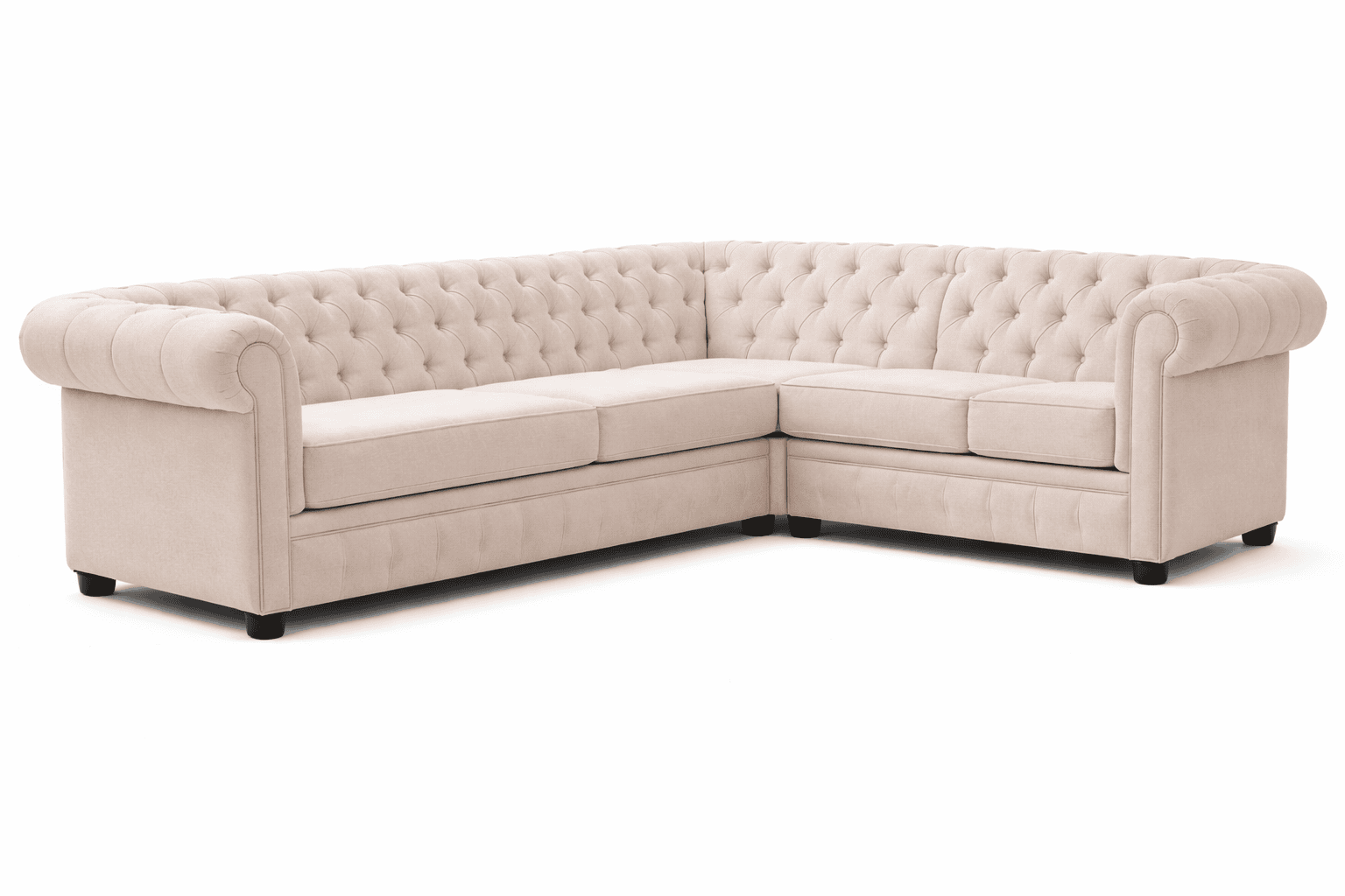 Beiges klassisches Ecksofa Chesterfield Gestepptes Polstersofa Sofas