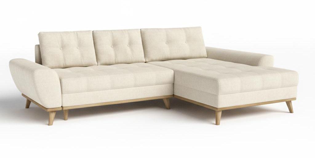 Beiges L-förmiges Ecksofa Schlafsofa Ausziehbares Stoffsofa Wohnzimmer