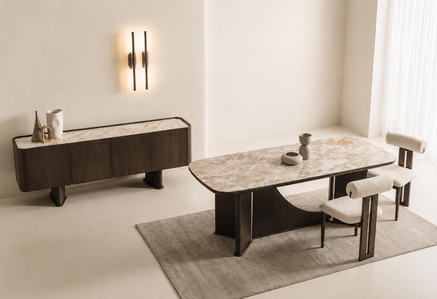 Braunes Esszimmer set Esstisch Stühle TV-Schrank Sideboard Couchtisch Modern