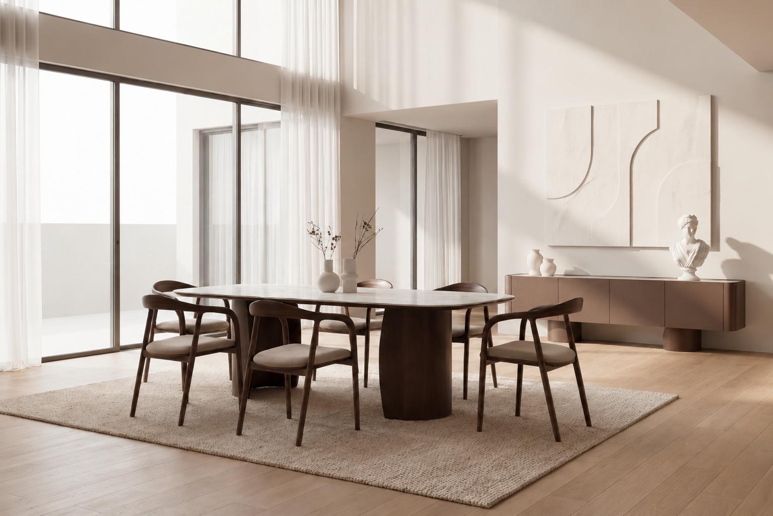 Braunes Esszimmer set Esstisch Stühle Sideboard Modern Stil Premium