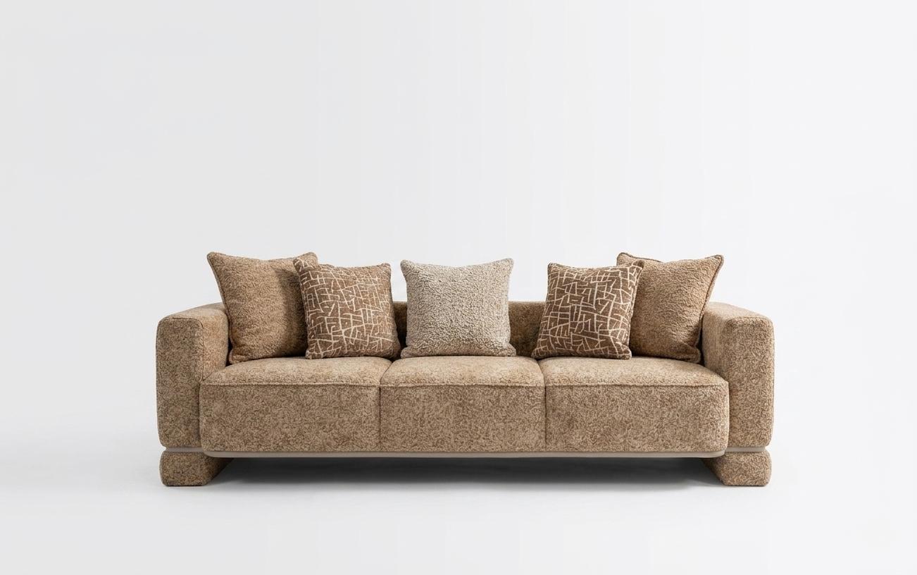 Sofa Beige Textil Wohnlich Komfort Stilvoll Modern Exklusiv Design