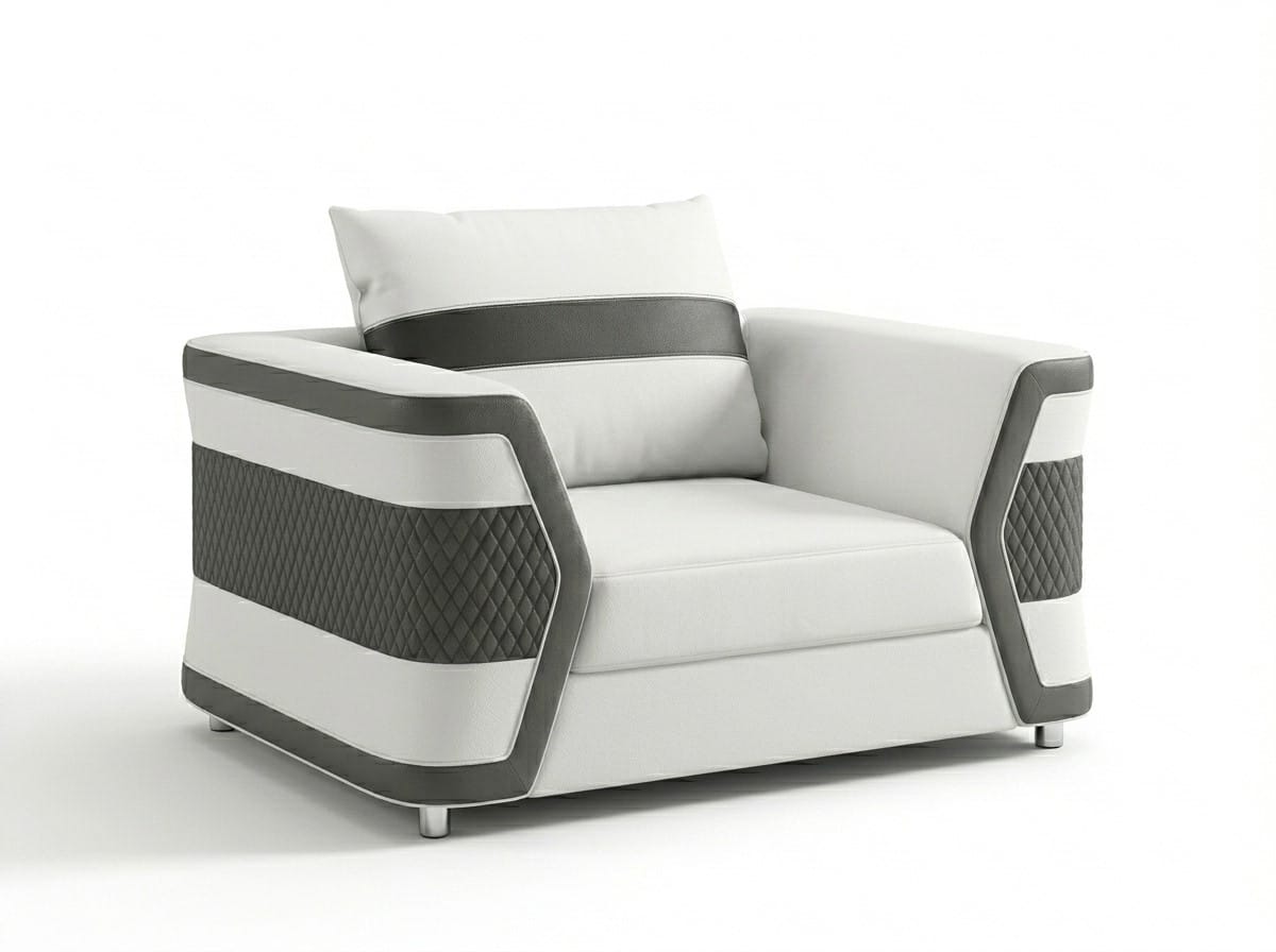 Weiß Leder Komfort Sessel Modern Schwarz Design Polstersofa Wohnzimmer *