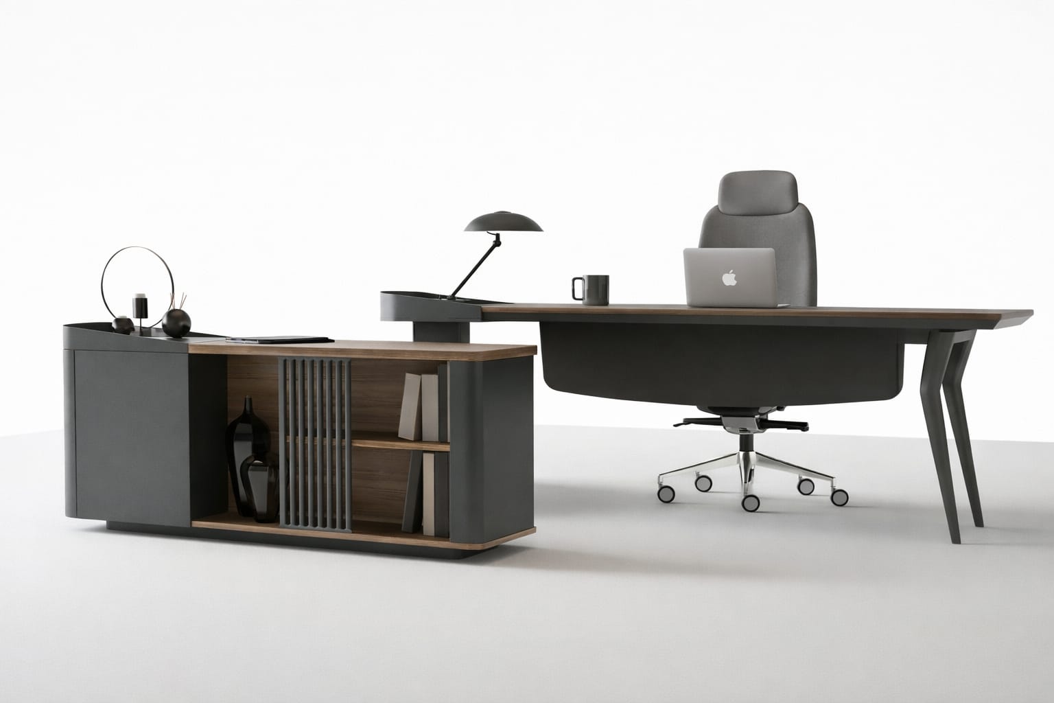 Eleganter Schreibtisch Büro Design modern Arbeitsplatz Braun