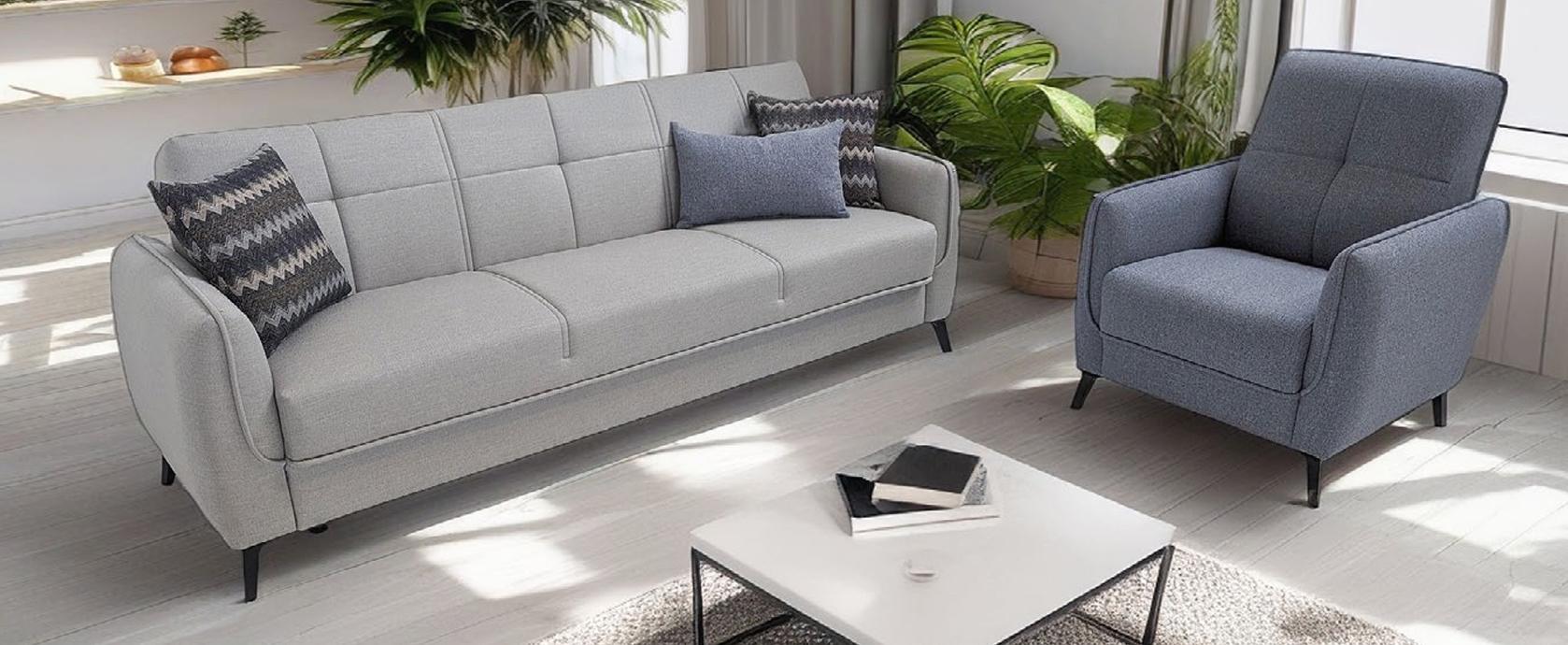 Wohnzimmer set Schlafsofa 3-Sitzer Sessel modern weich bequem schön