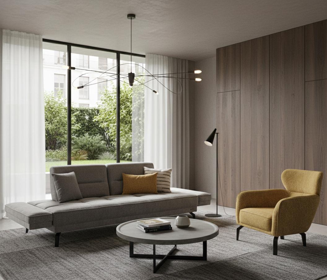 Wohnzimmer set Schlafsofa 2-Sitzer Sessel modern weich schön