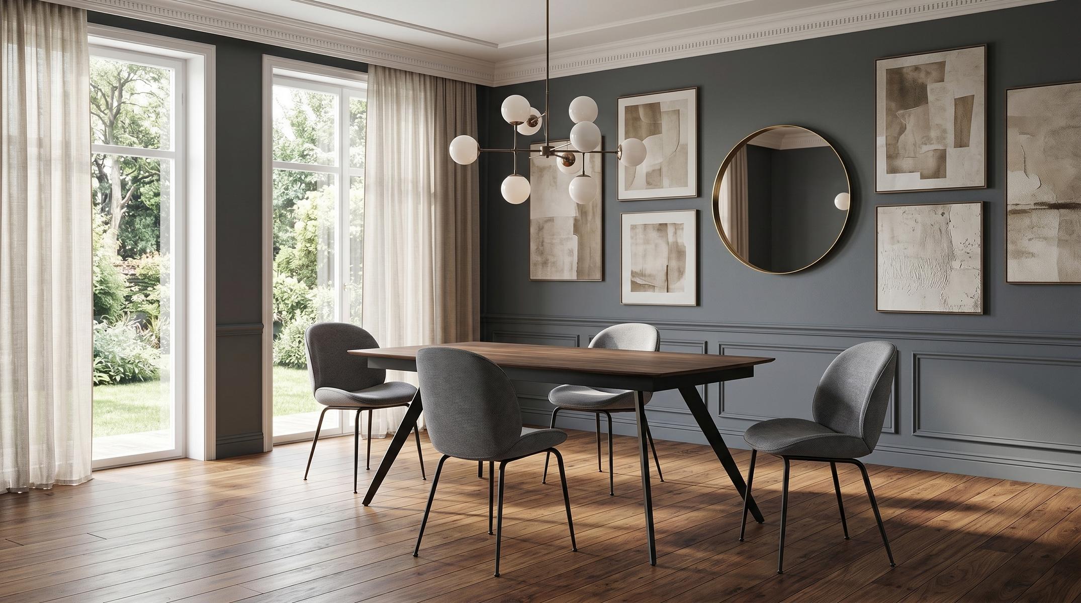 Esszimmer Set Stilvolle Tisch Stühle(4x) Grau Braun Loft Modern bequem