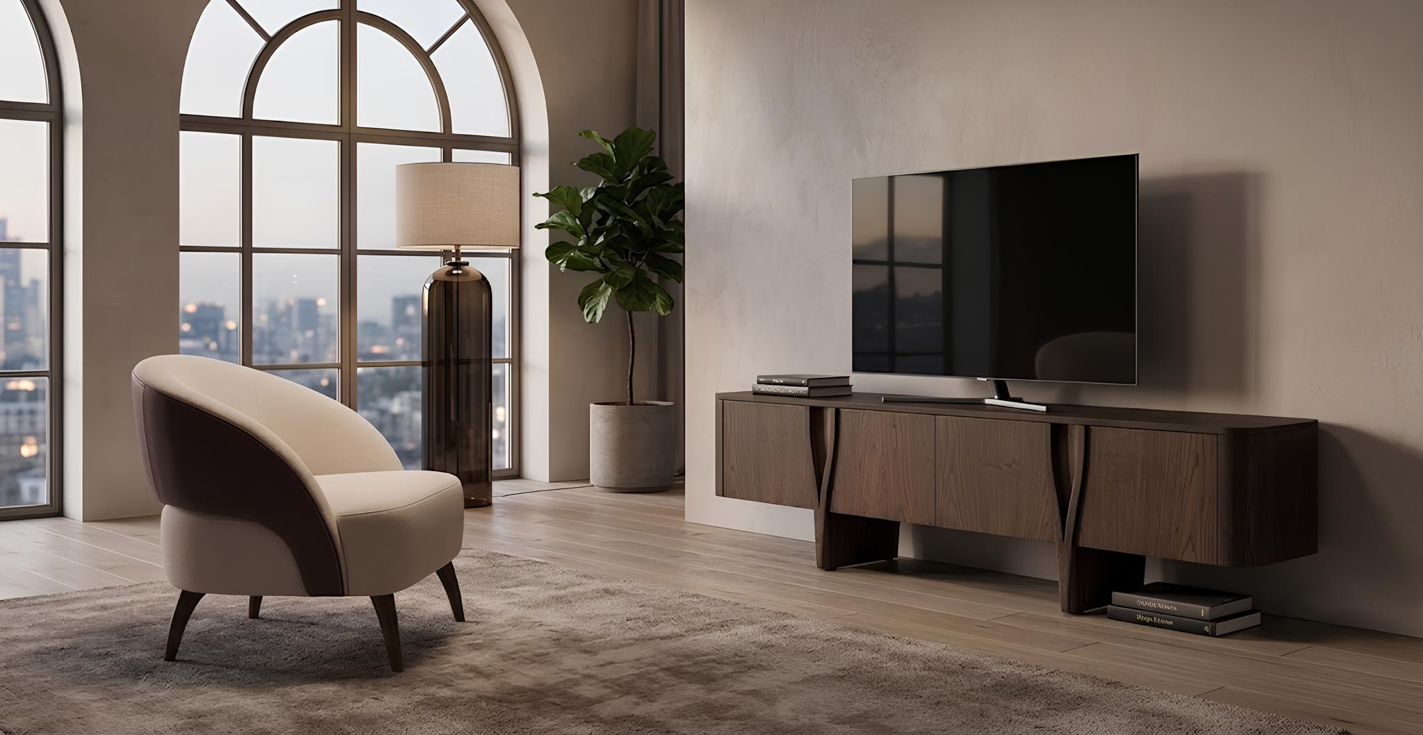 Wohnzimmer Set Sessel TV-Lowboard Modern Stabil Komfortabel Haptisch