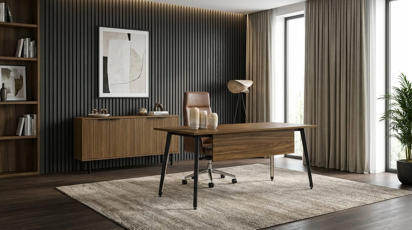 Modernes Braun Schreibtisch exklusiv Sideboard Holz Büromöbel