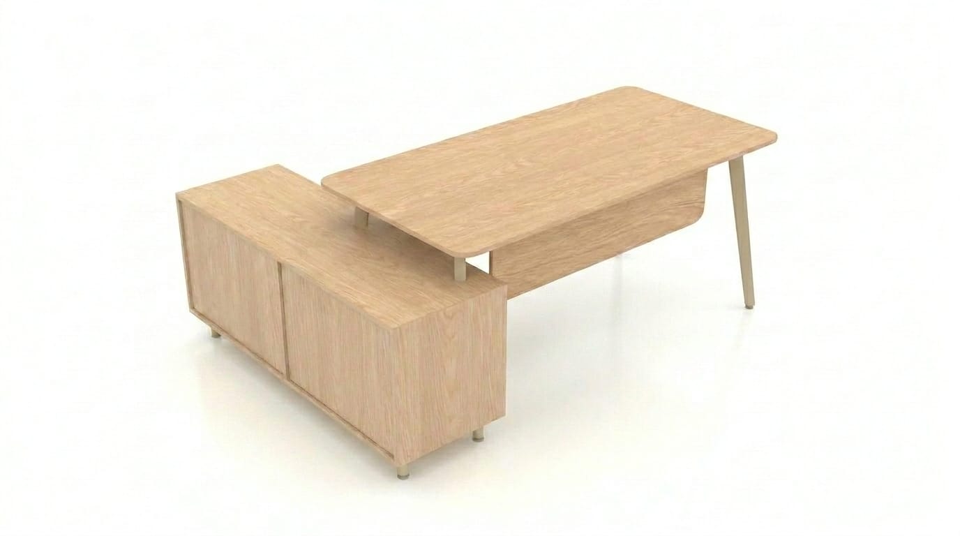Moderner Computertisch Schreibtisch mit Schrank Holz Büro Möbel