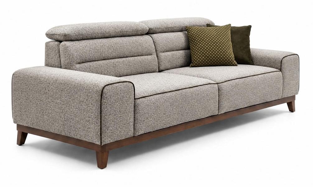 Modernes 3-Sitzer Sofa Grau Braun Stoff Wohnzimmer Polstersofa