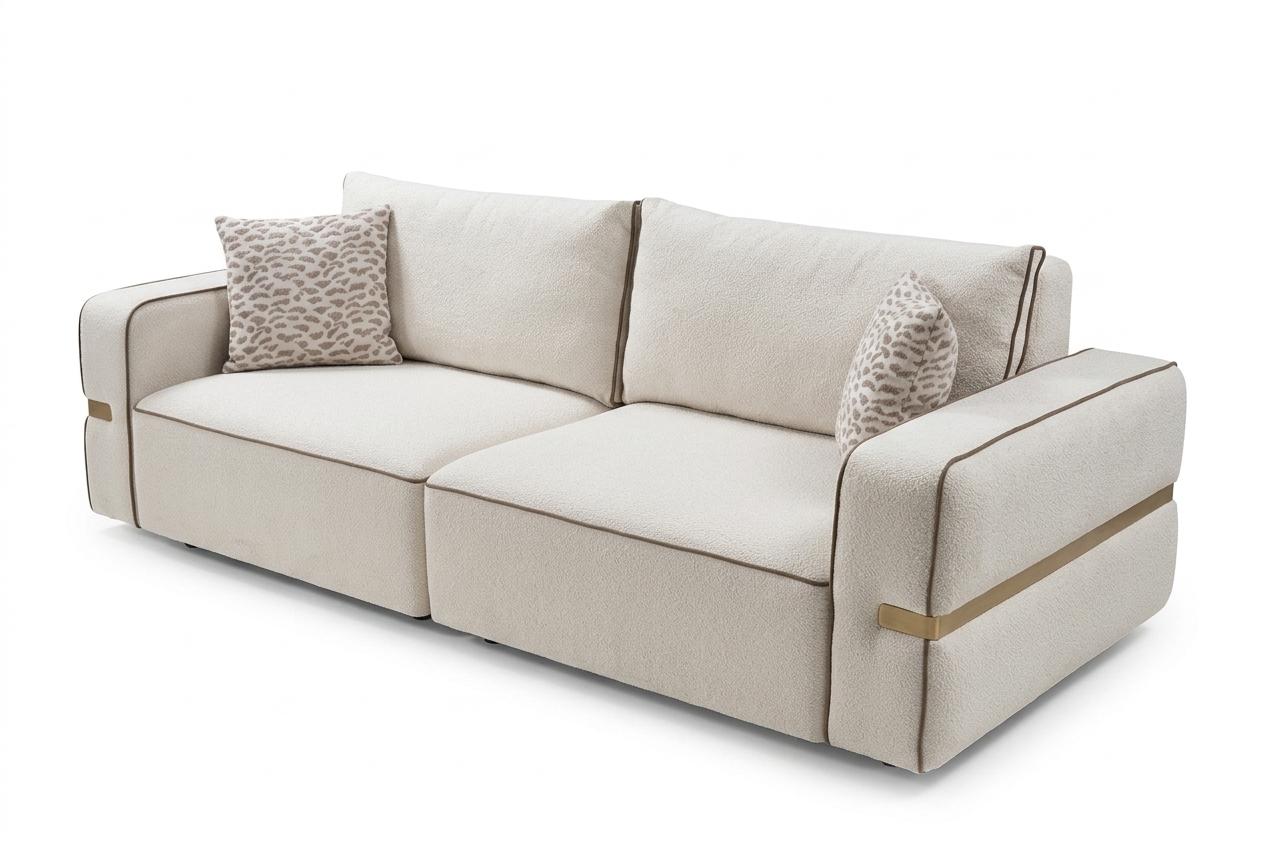 Modernes Stoffsofa 3 Sitzer Designersofa Luxus Polstersofa Beige