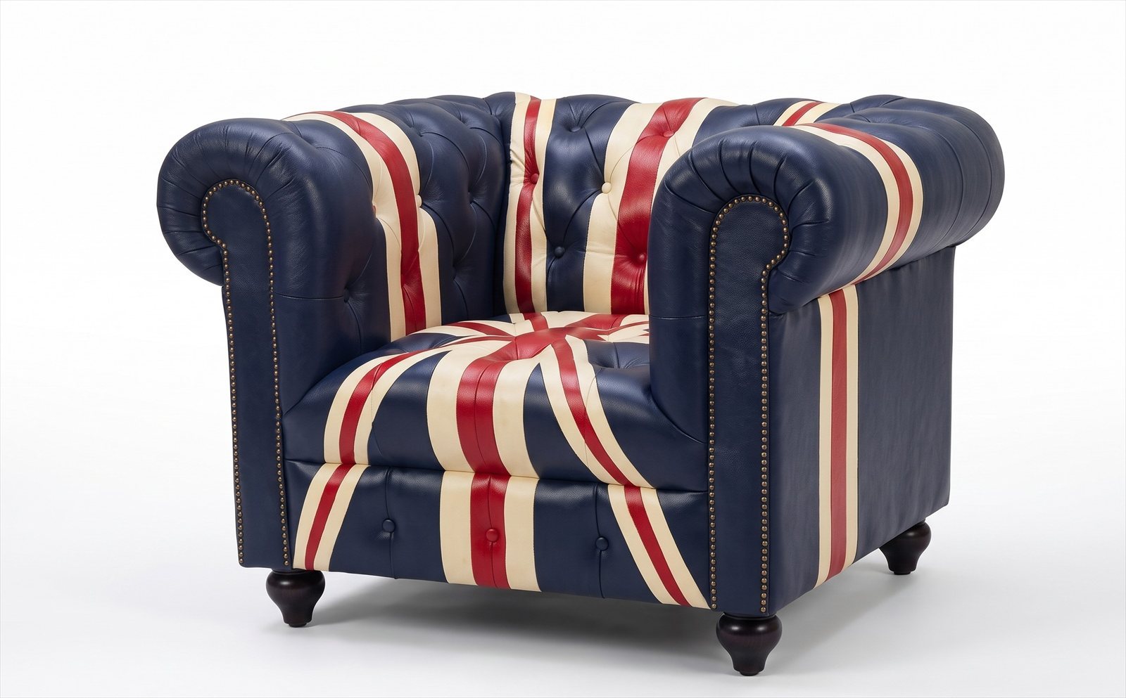 Chesterfield Sessel Union Jack Leder Clubsessel British Vintage Design