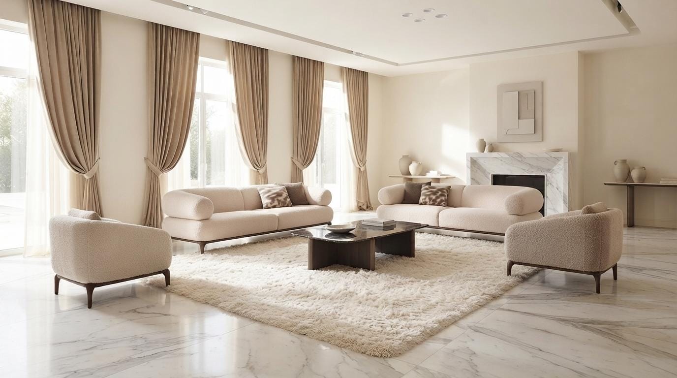 Designer Beige Polstersofas Exklusive Relaxsessel Wohnzimmer Set
