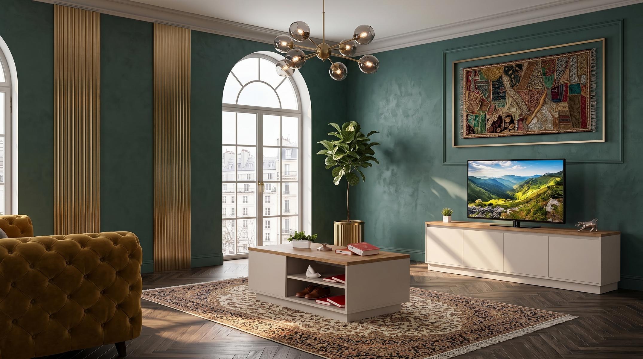 Beiges modernes Wohnzimmer-Set TV-Schrank Couchtisch TV-Möbel hochwertig