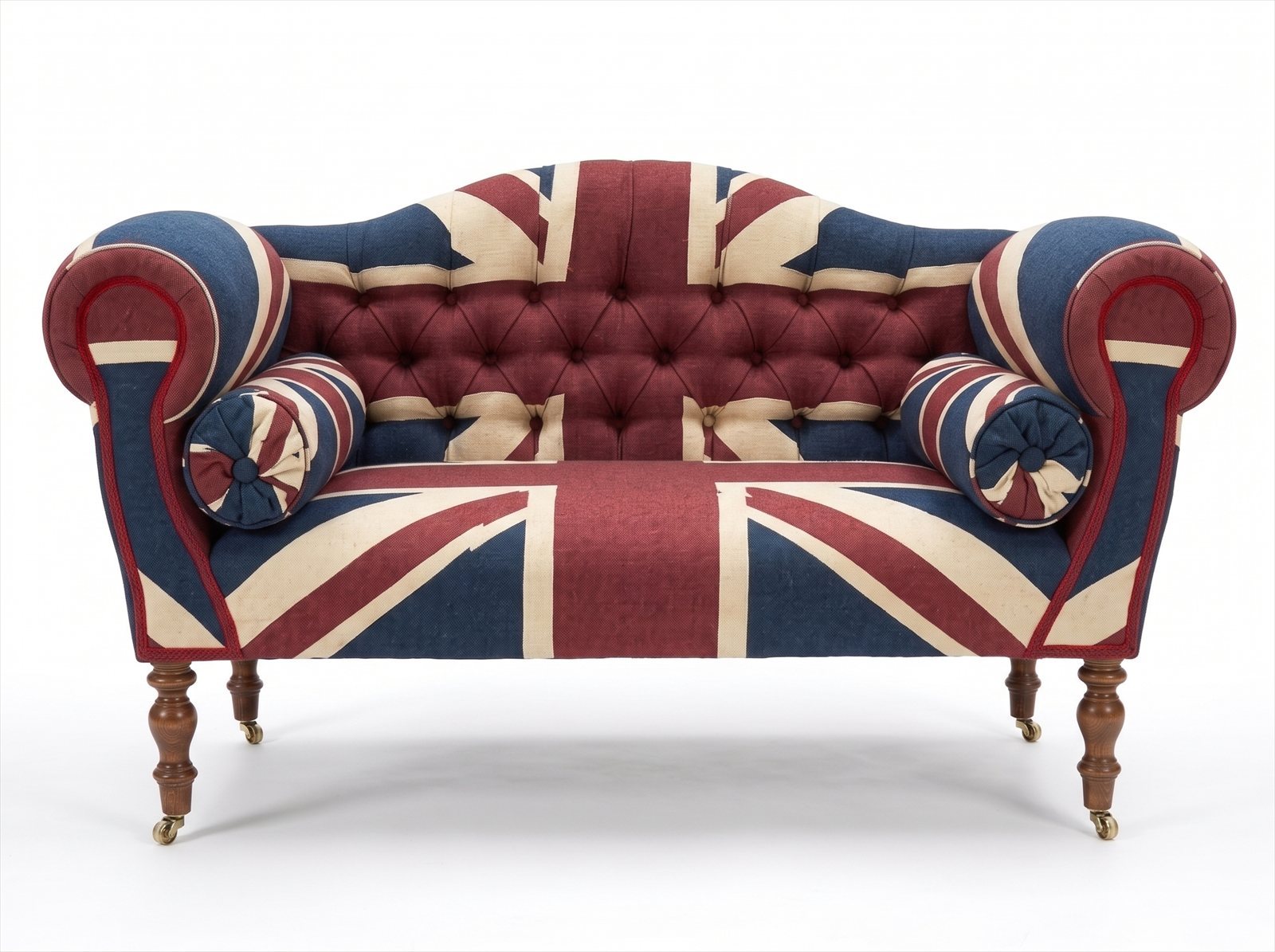 Zweisitzer Sofa Union Jack Chesterfield Blau Vintage British Retro