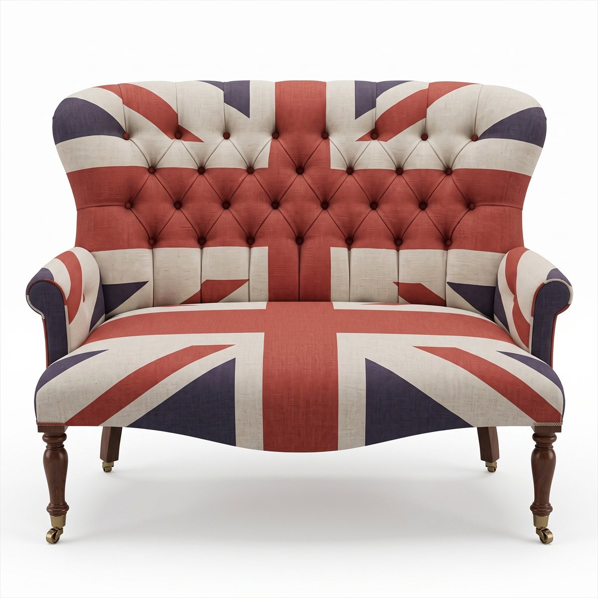 Union Jack 2-Sitzer Sofa British Vintage Chesterfield Wingback Rot