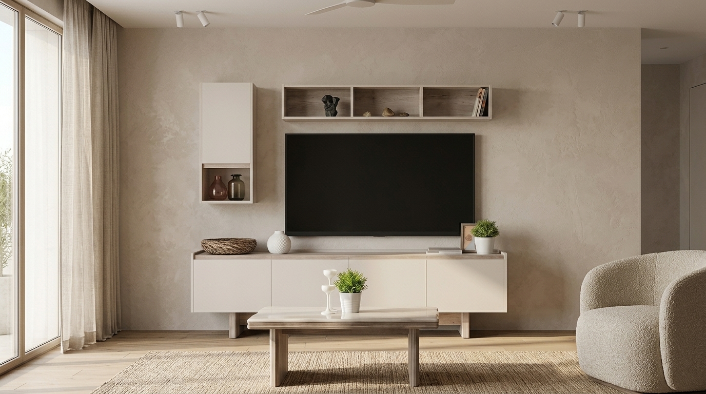 Tv Lowboard Regal Couchtisch Beige Modern Edel Wohnwand Anbauwand