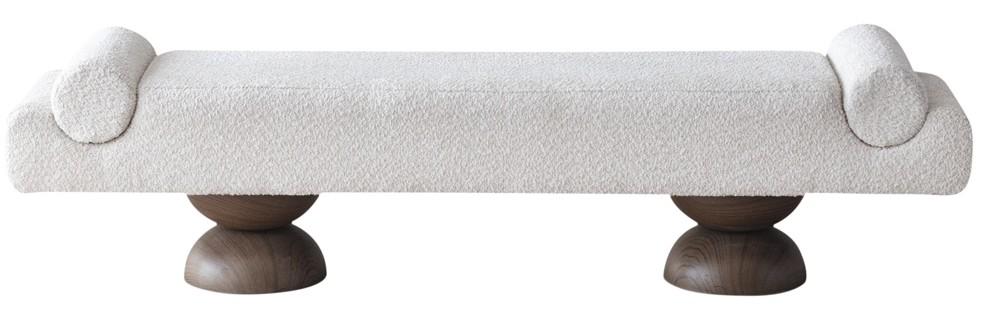 Elegante Weiß Bettbank Polsterbank Holz Textil Modern Schlafzimmer