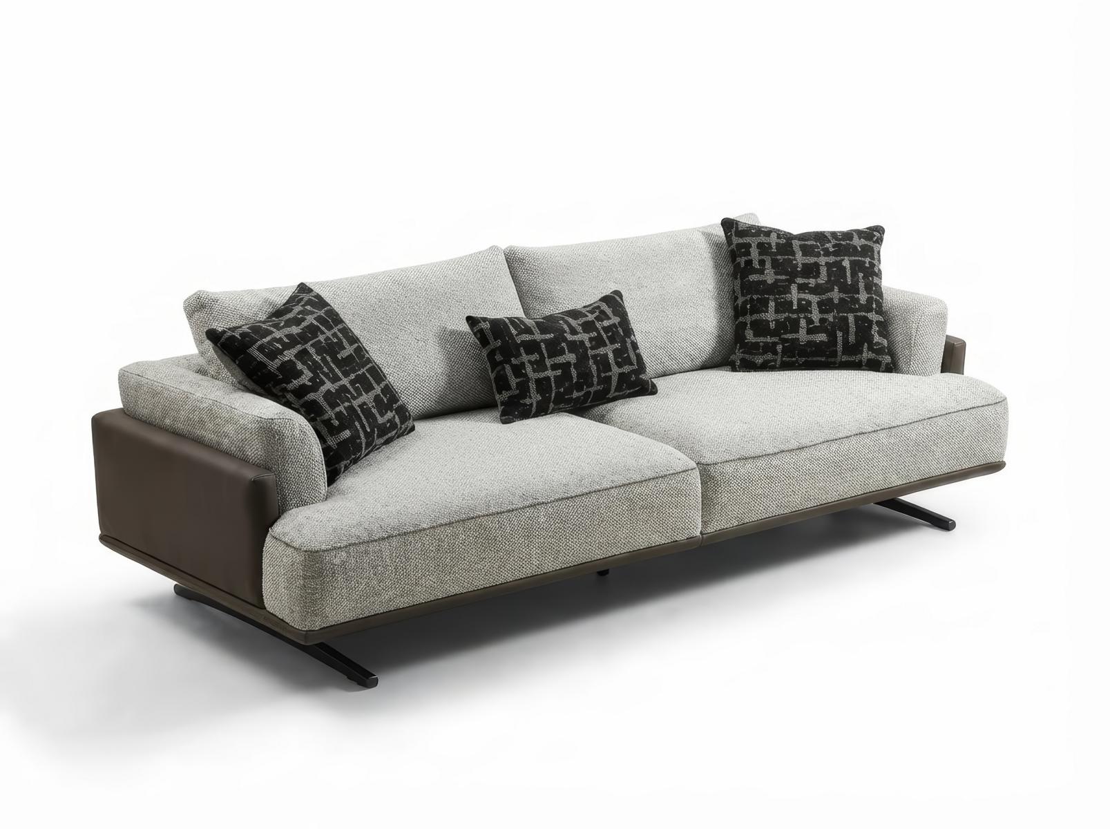 Sofa 3-Sitzer Modern Grau Braun Bequem Couch Polstersofa