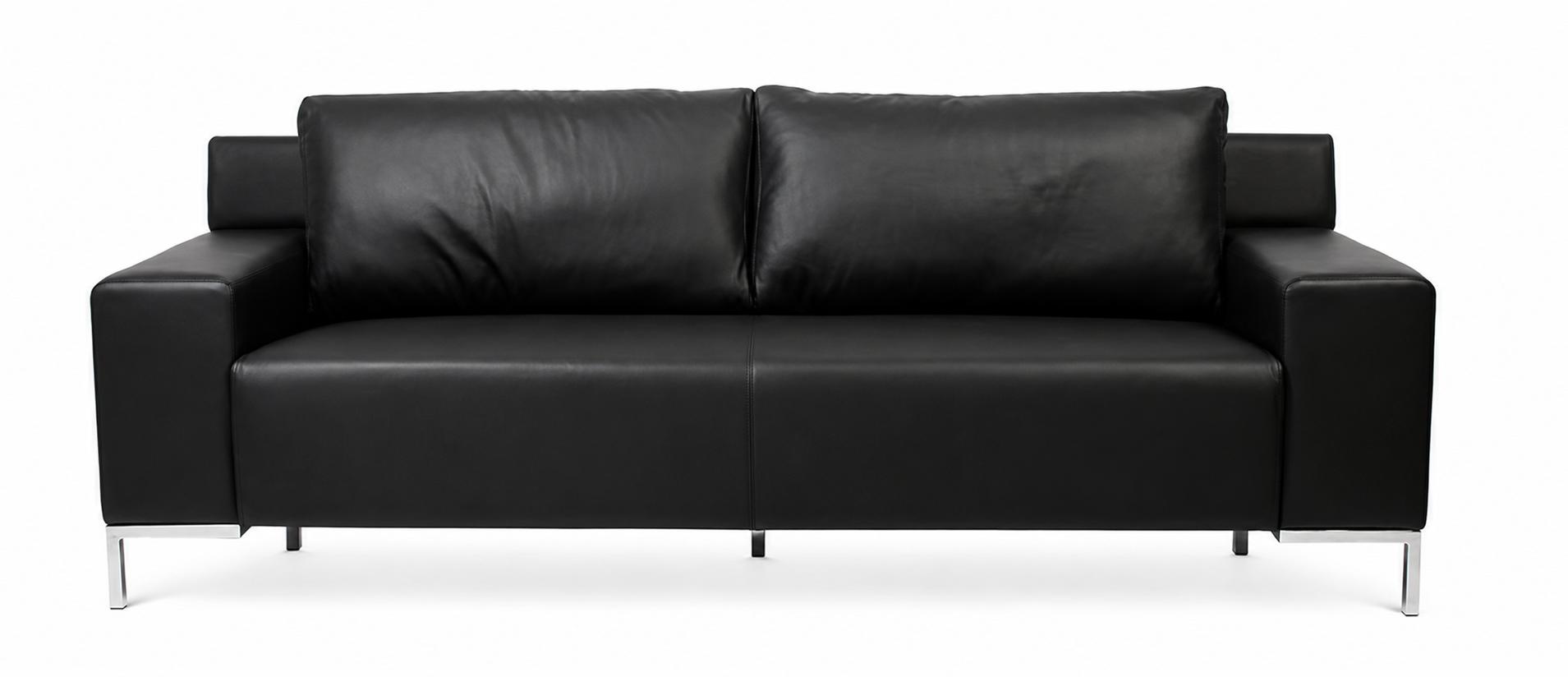 Schwarze Dreisitzer Ledercouch Designer Wohnzimmer Polstersofa
