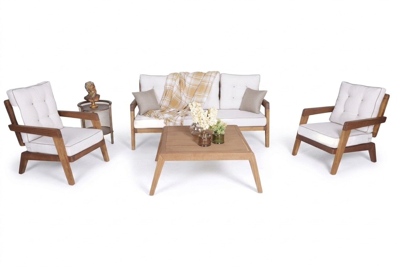4tlg Set Gartenmöbel Sitzgruppe Couchtisch Sofagarnitur 3+1+1 Sitzer Sitzmöbel