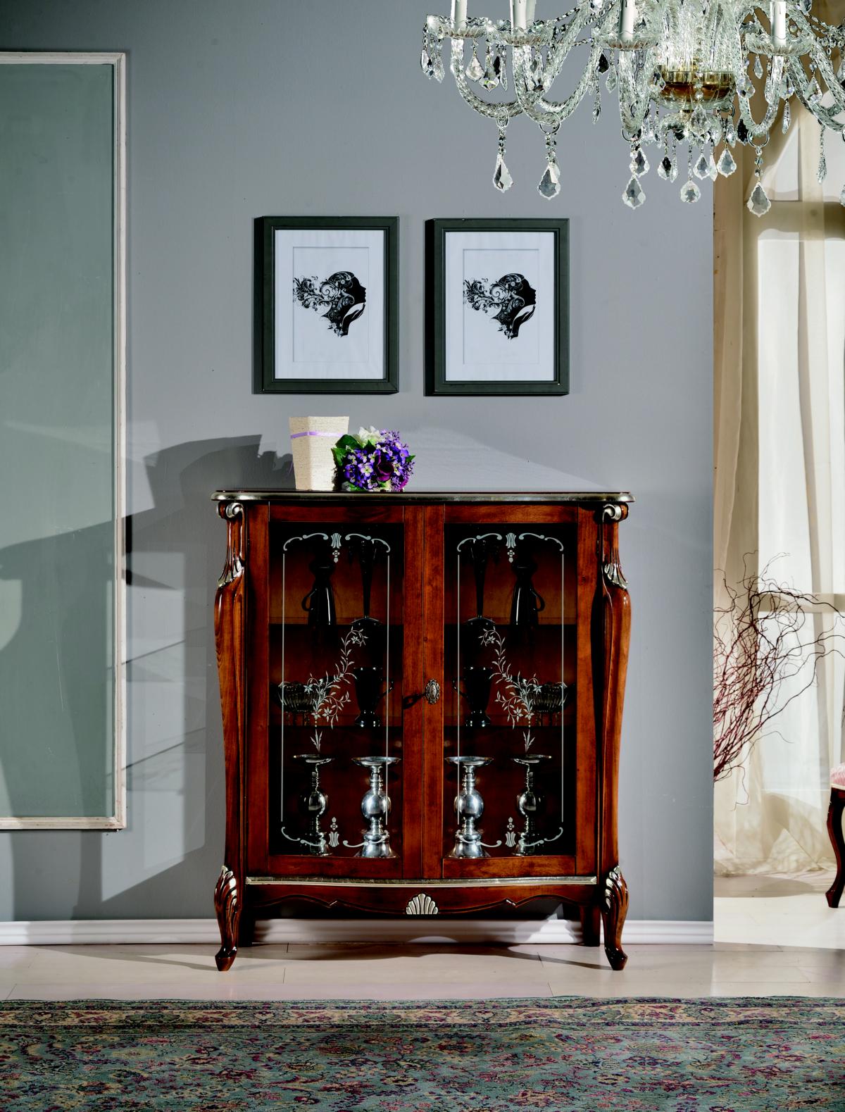 Schick Design Möbel Luxus Holz Vitrine Stil Antik Barock Schrank Italienische Anrichte