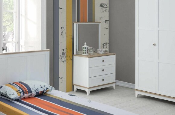 Kommode mit Spiegel Kommodenschrank Holz Kinderzimmer Weiß Holzschrank