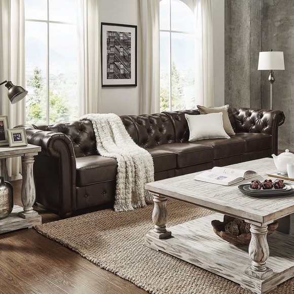 Design Chesterfield XXL Big Sofa 5-Sitzer Couch Leder Couch Polster Sofas Neu