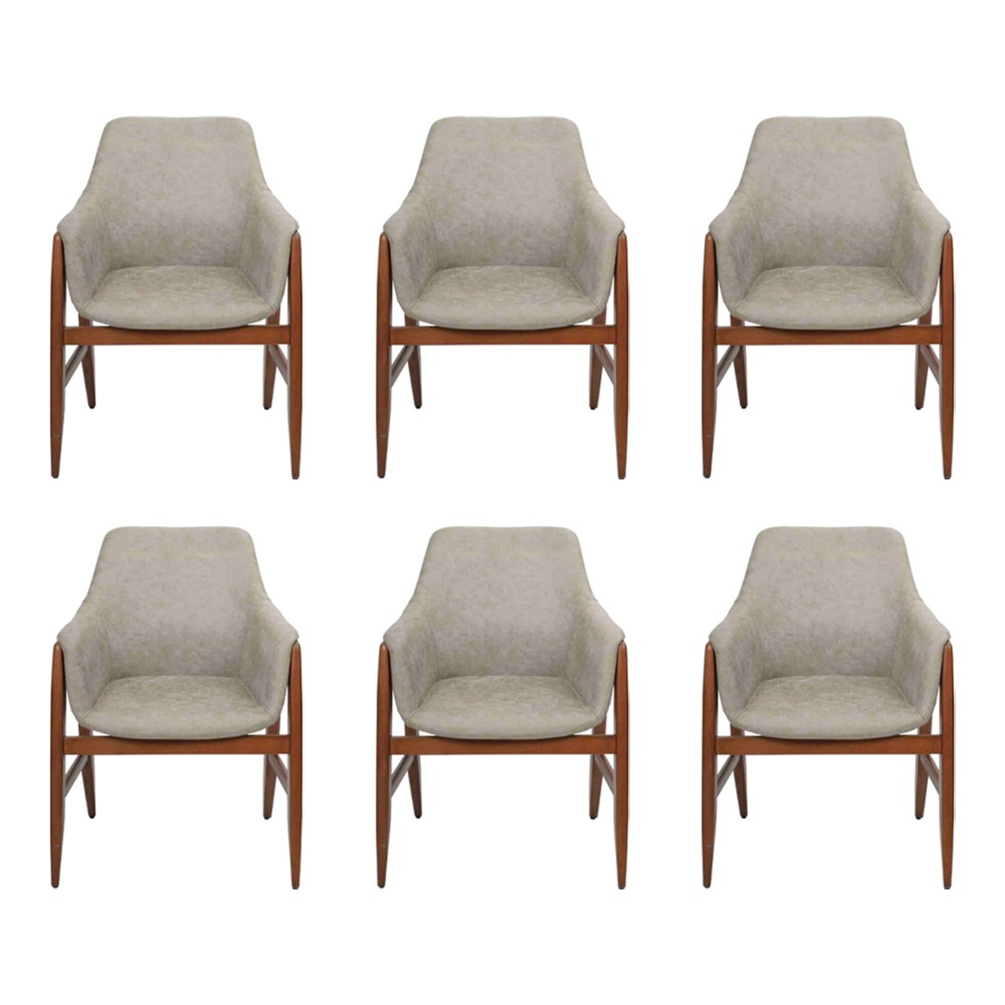 Modern Grau Stuhl Esszimmerstuhl 6x Stühle Küchenstuhl Lehnstuhl Holz Stoff