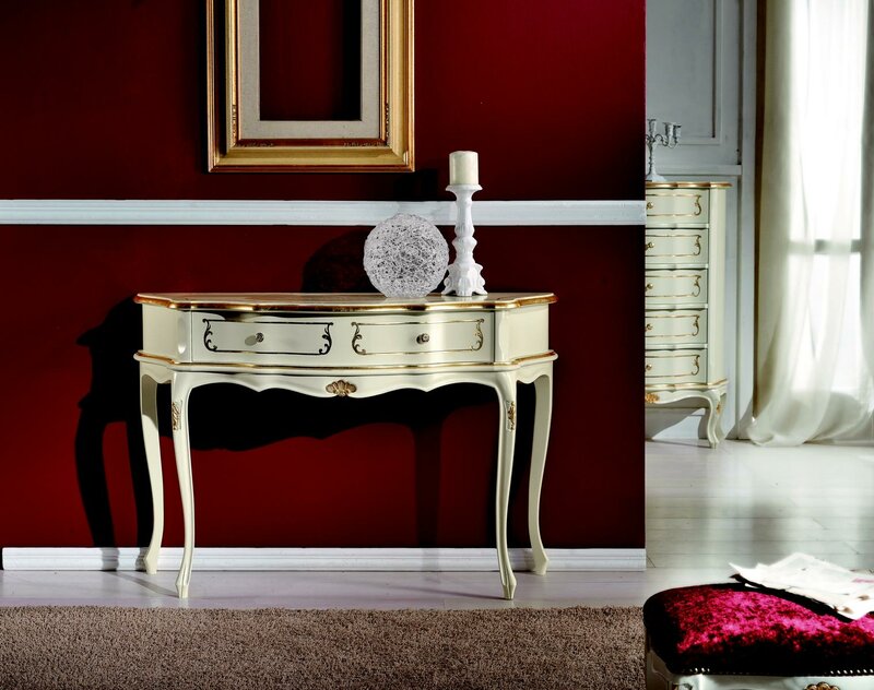 Design Möbel Stil Barock Luxus Konsolentisch Weiß Holz Italienische Tisch Tische