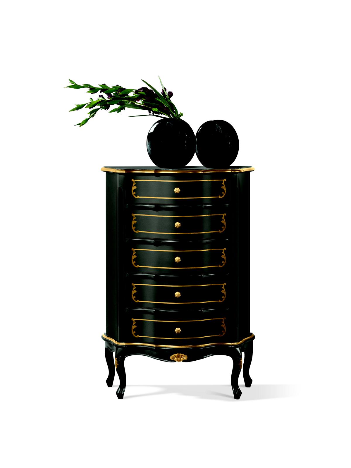 Italienische Möbel Stil Barock Schwarz Designer Schrank Kommode Möbel
