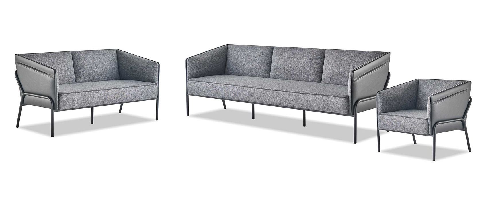 Sitzmöbel-Set 3-Sitzer 2-Sitzer Sessel Grau Lehnsessel Modern Sofa-Set