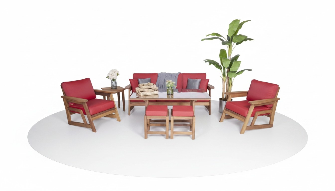 6tlg Set Gartenmöbel Sofagarnitur 3+1+1 Sitzer Komplett 2x Hocker Esstisch
