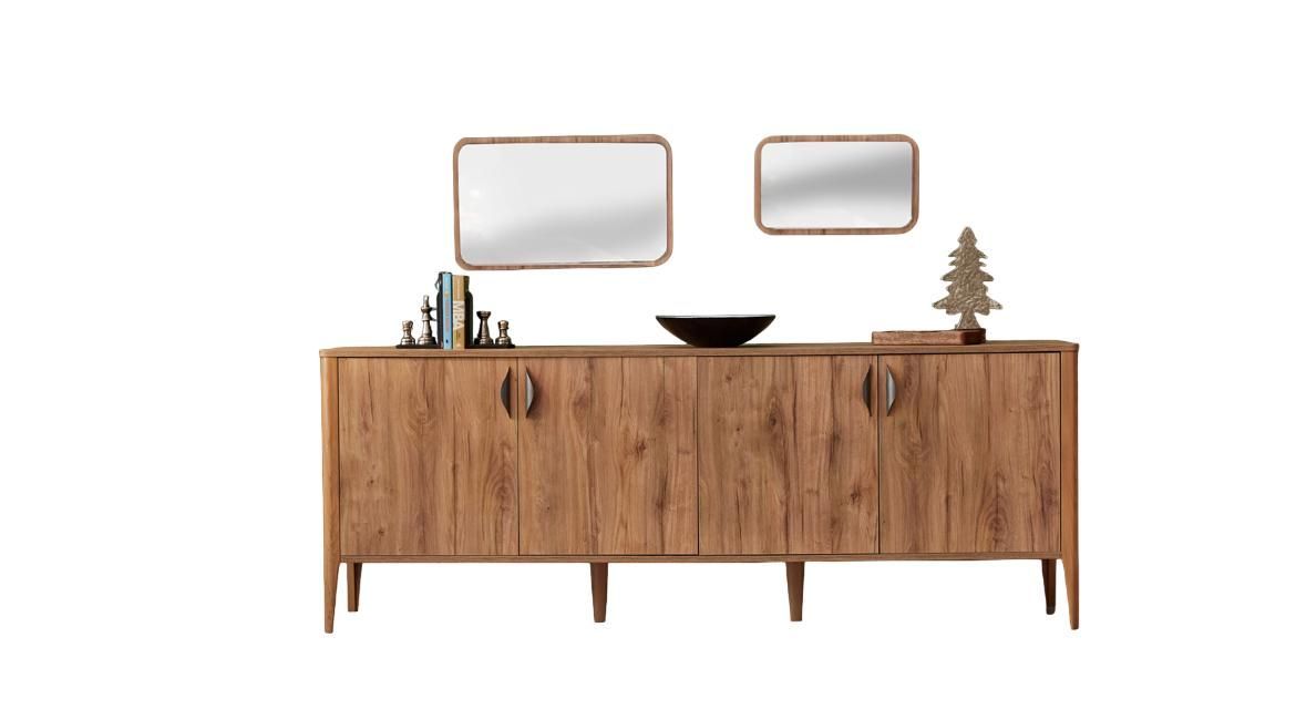Holzmöbel Anrichte mit 2x Spiegel Esszimmer Luxus Modern Design Kommode