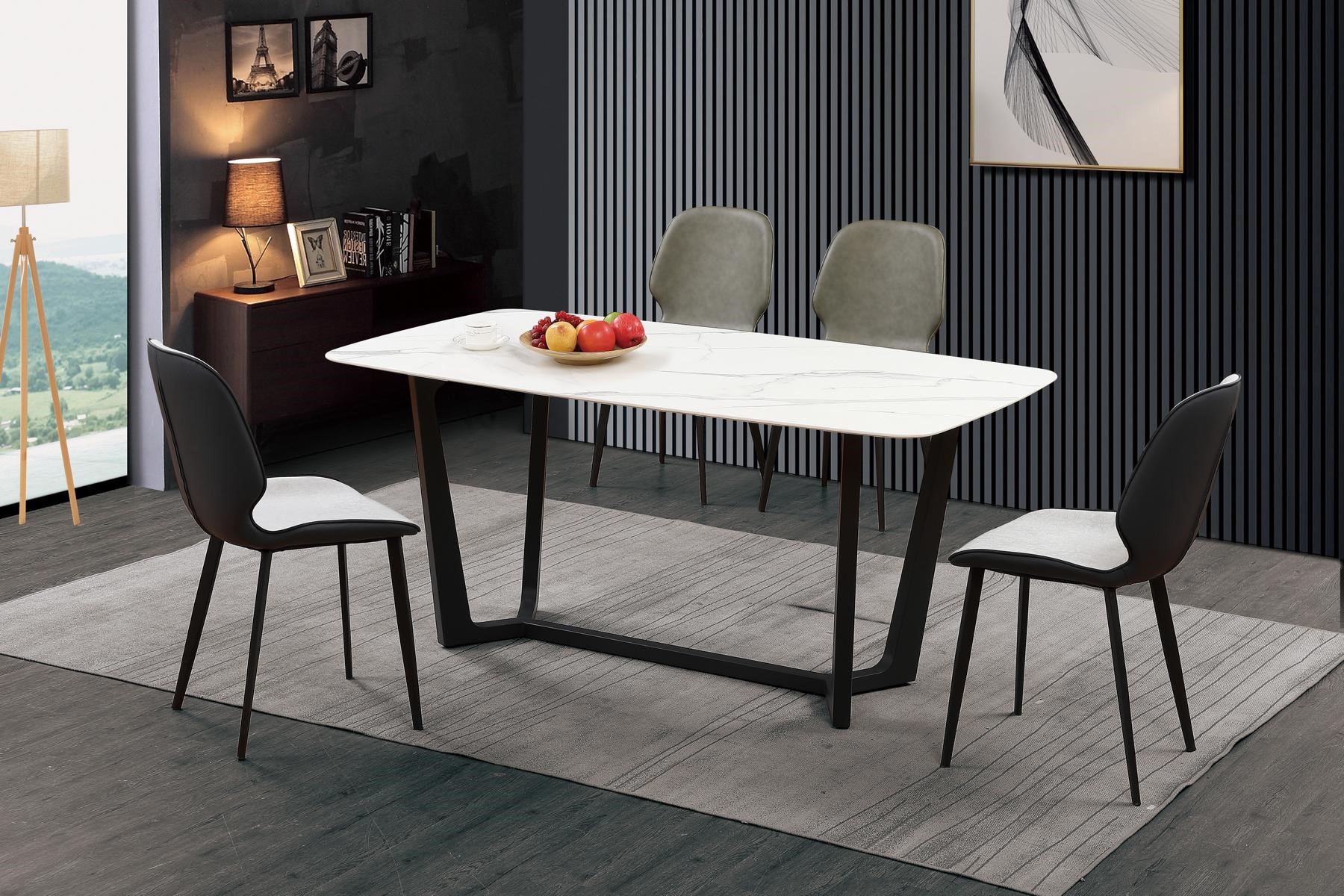 Luxus Tisch Edelstahl Marmor Imitat Stein Deko Esstisch Esszimmer Tische