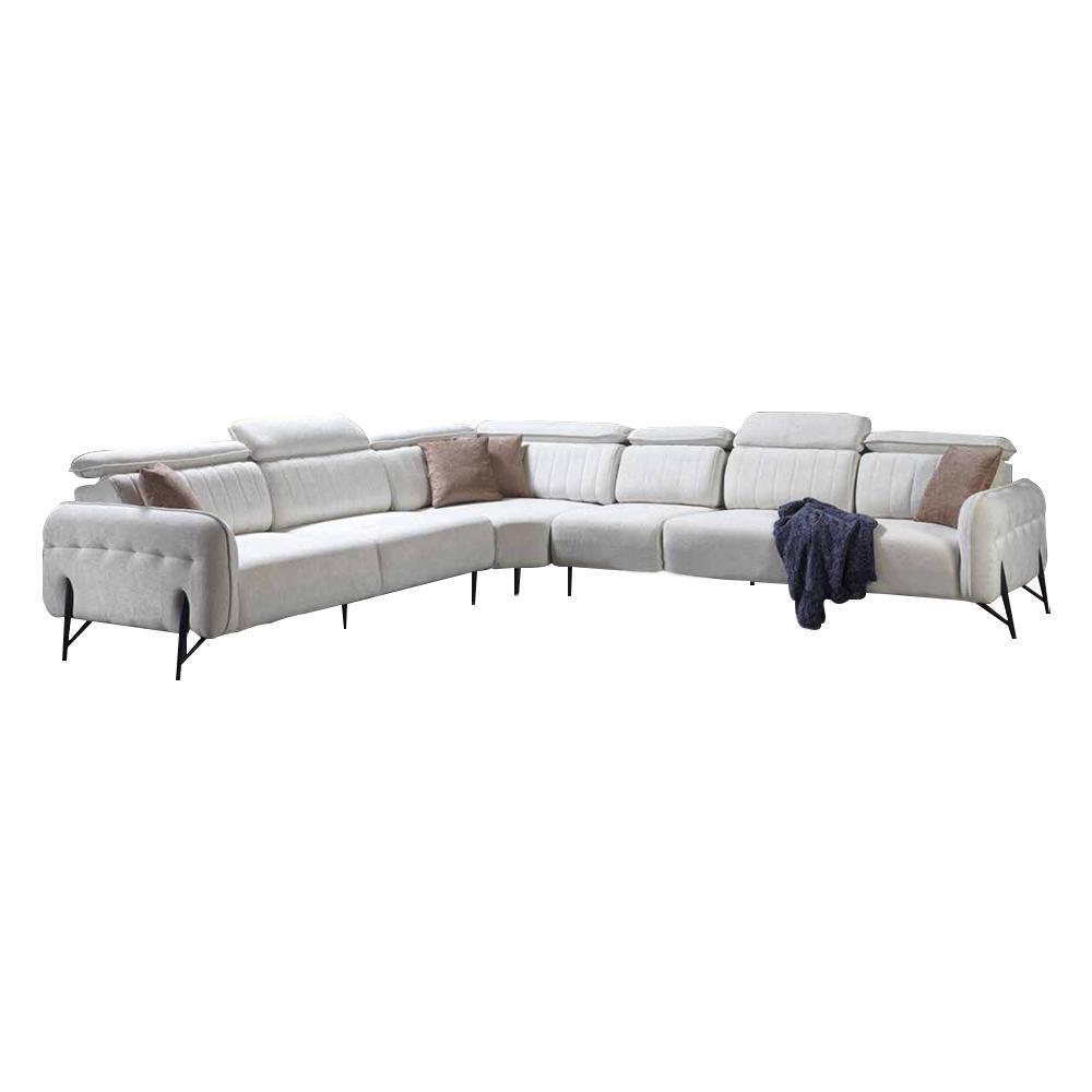 Weiße L-Form Eckcouch Designer Stoffsofa Luxuriöse Edle Wohnlandschaft