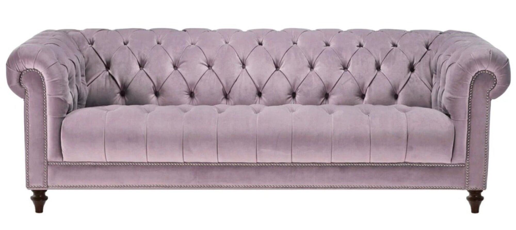 Lila Dreisitzer Stoff Chesterfield Design Couchen Polster Sofas Original Samt