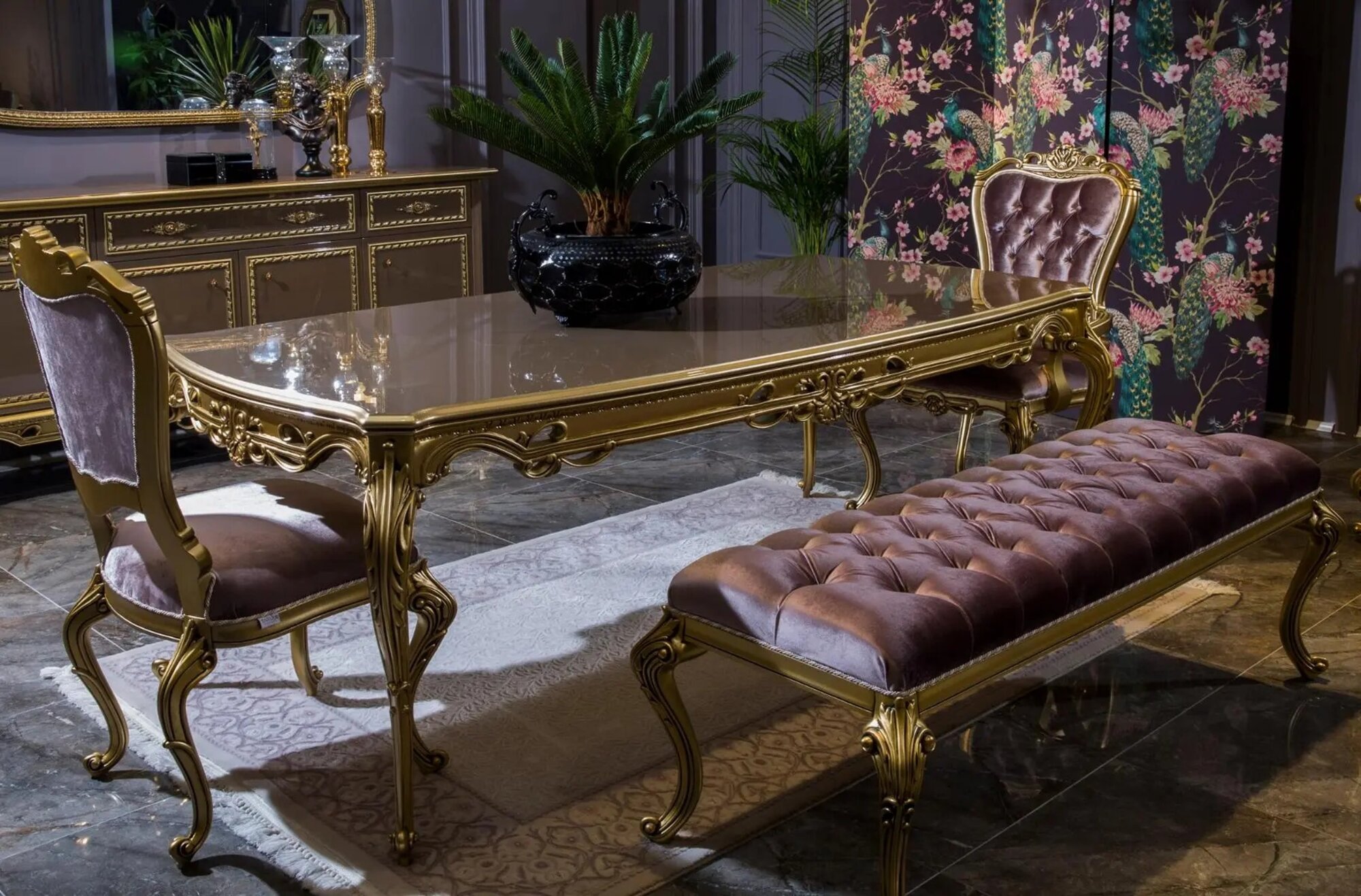 Esszimmer Set Esstisch Klassischer Echt Holz Luxus 4tlg Stuhl Garnitur