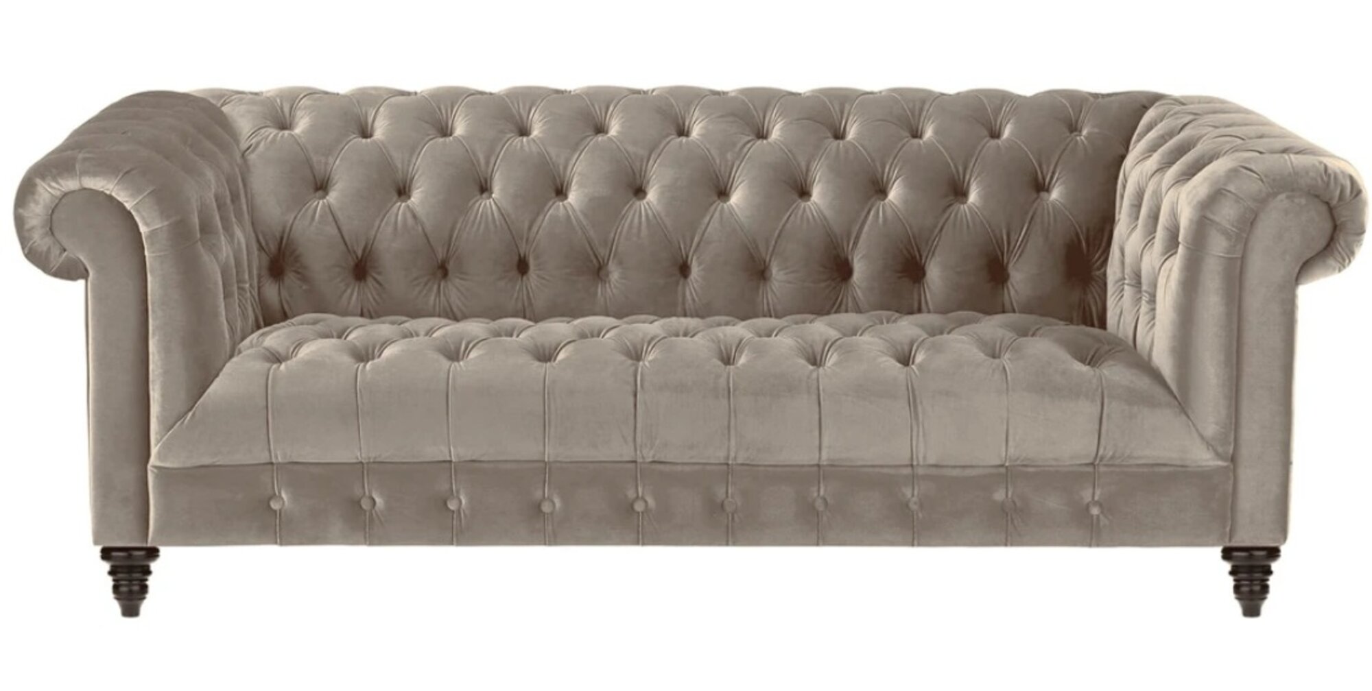 Beige Samt Couch Luxus Polster Chesterfield Möbel Sofa mit Knöpfen Dreisitzer