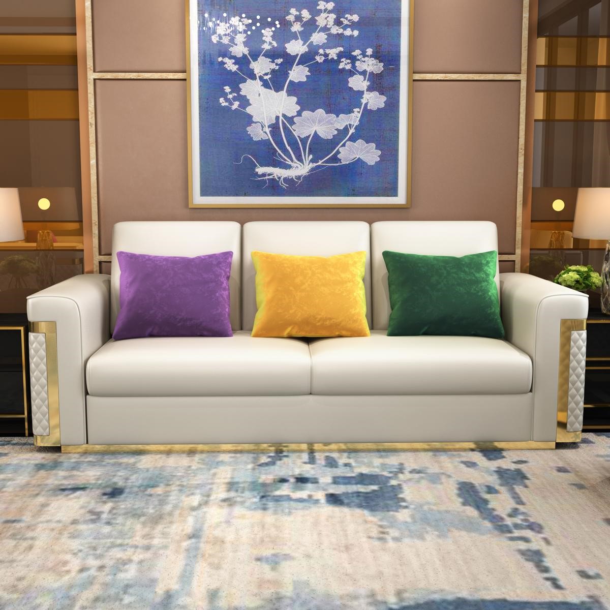 Design Polster Luxus Sitz Sofa Couch Textil Sofa 3 Sitzer Kunstleder Dreisitzer !