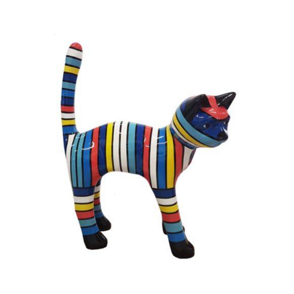 Abstrakte Figur Statue Design Skulptur Deko Bunte Katze Statuen