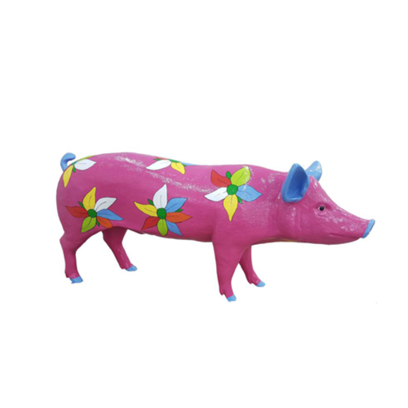 Modern Skulptur Schwein Wurst Kunststoff Dekorative Figur Garten