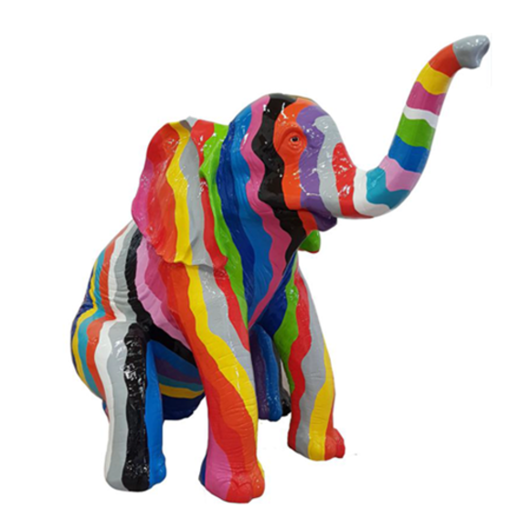 Bunter Elefant Figuren Statuen Skulptur Elefant Kunststoff Figur 140cm