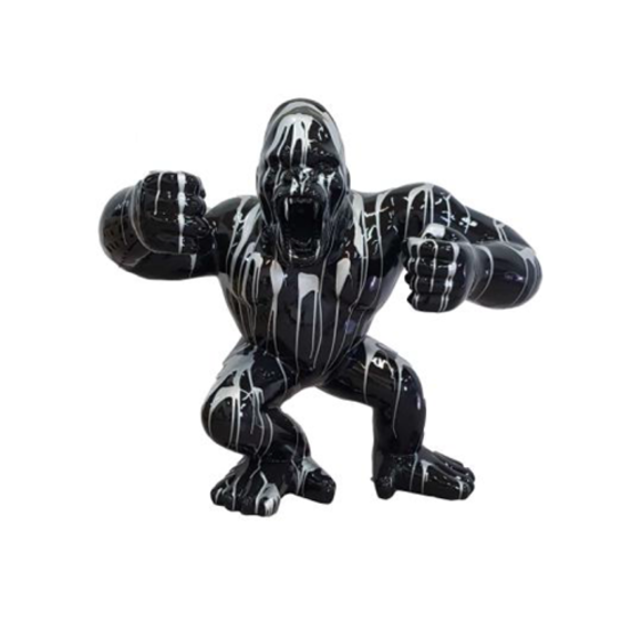 Modern Skulptur Gorilla aus Kunststoff Dekorative Figur Garten Schwarz