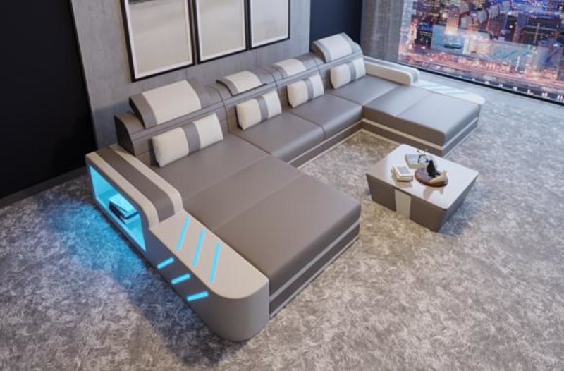 Design Sofa Couch Leder Polster Sitz Garnitur Wohnlandschaft Ecksofa