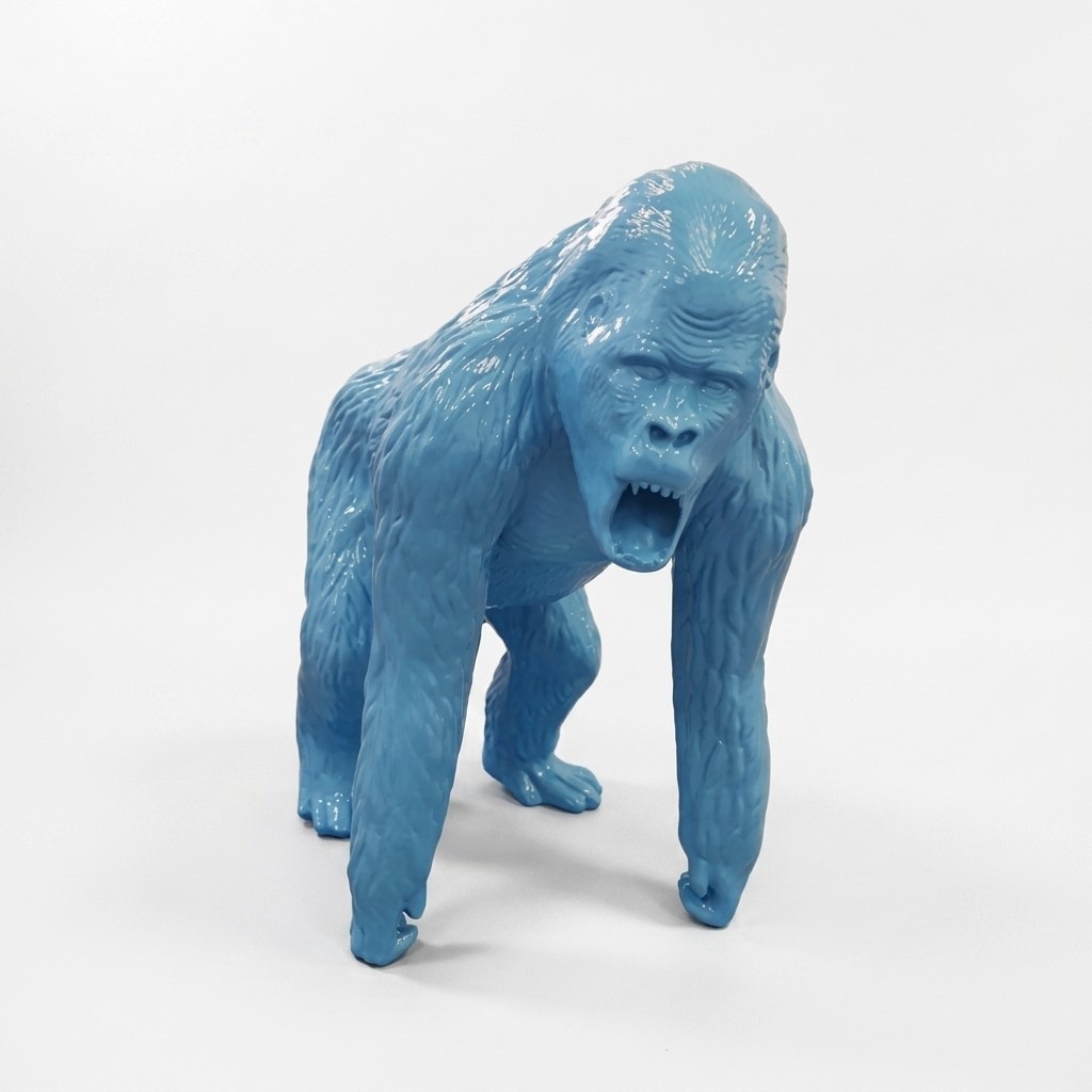 Abstrakte Blaue Figur Statue Gorilla Skulptur Deko Garten Design 130cm Statuen