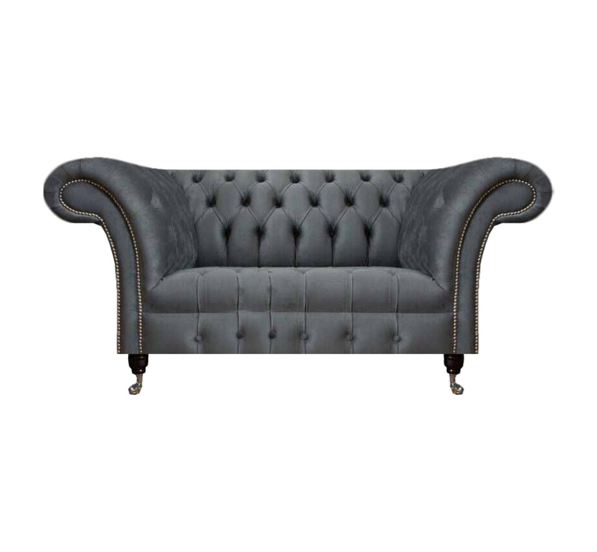 Wohnzimmer Grauer Chesterfield 2-Sitzer Designer Polstermöbel Zweisitzer